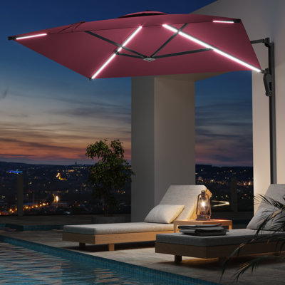 Parasol mural 10 pi avec lumières à DEL solaires
