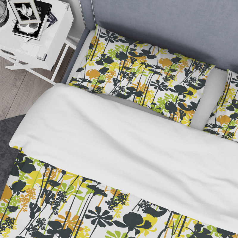 Ensemble de housse de couette de style mid-century summer, Housse simple + 1 taie décorative
