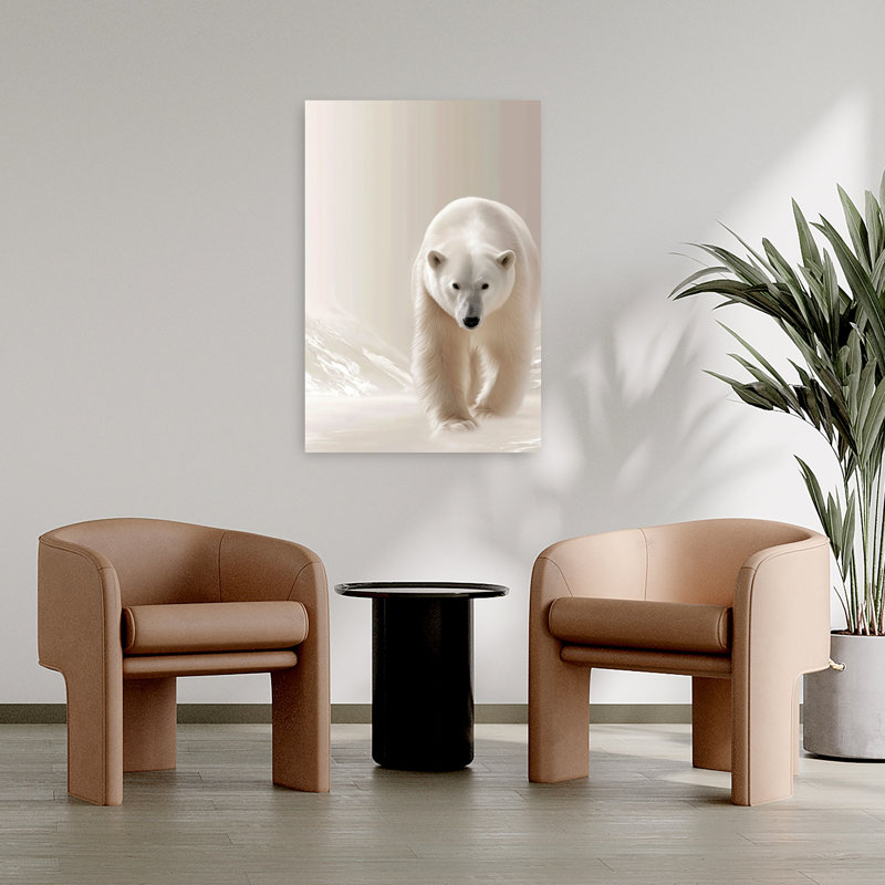 Ours polaire majestueux, paisible, serein, paysage abstrait, art mural, H 36 po x l 24 po