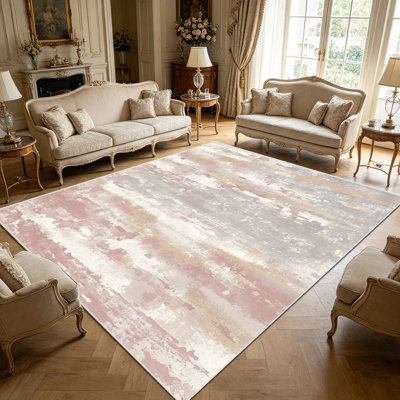 Tapis de sol à motif abstrait délavé à motif de coups de pinceau rétro et doux au toucher 1pc