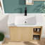 Meuble-lavabo mural compact avec lavabo compact, finition chêne clair moderne