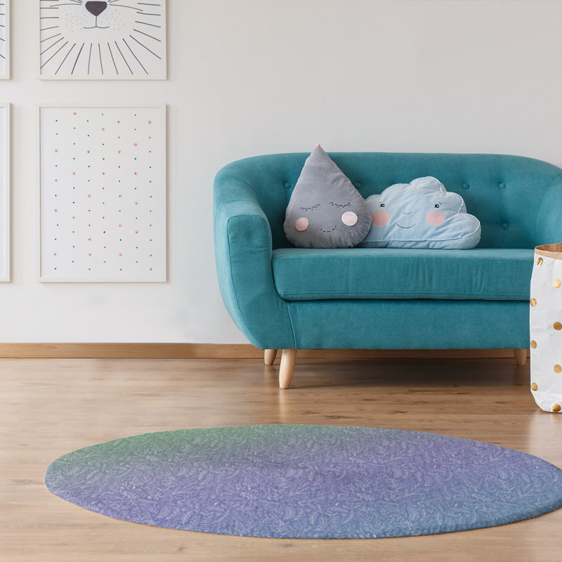 Chenille Floral Indoor Rug, Round 5'