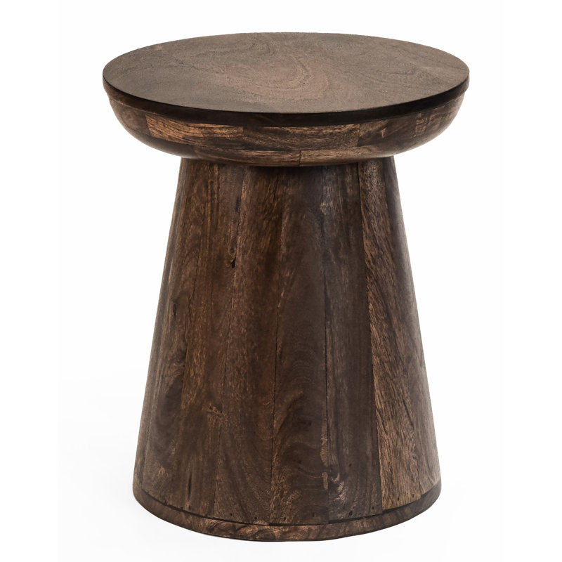 Sacco Solid Wood Pedestal End Table