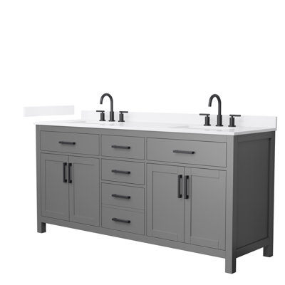 Beckett 72" Freestanding Double Bathroom Vanity with Quartz Top