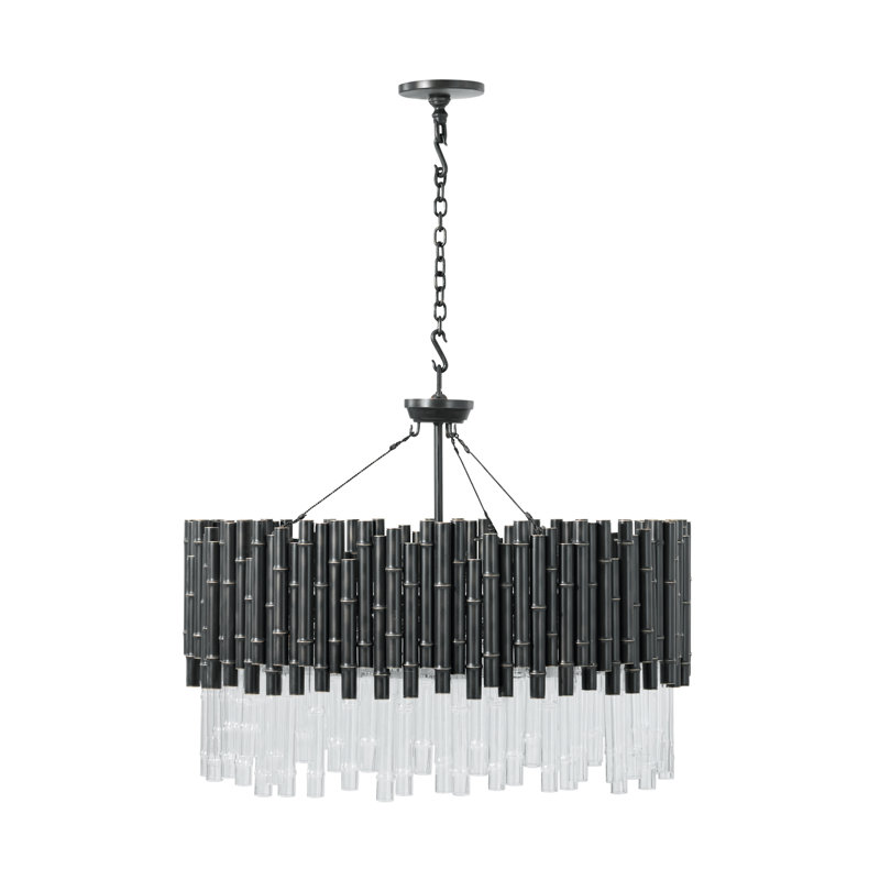 TA Illuminations Chandelier, 18" H x 35.5" W x 35.5" D, Romulus Bamboo, 9 Lights