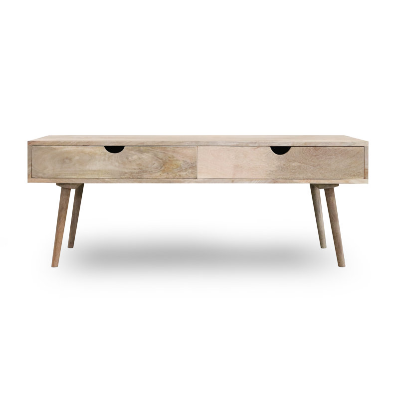 Rousseau Solid Wood Four Leg Coffee Table, Natural