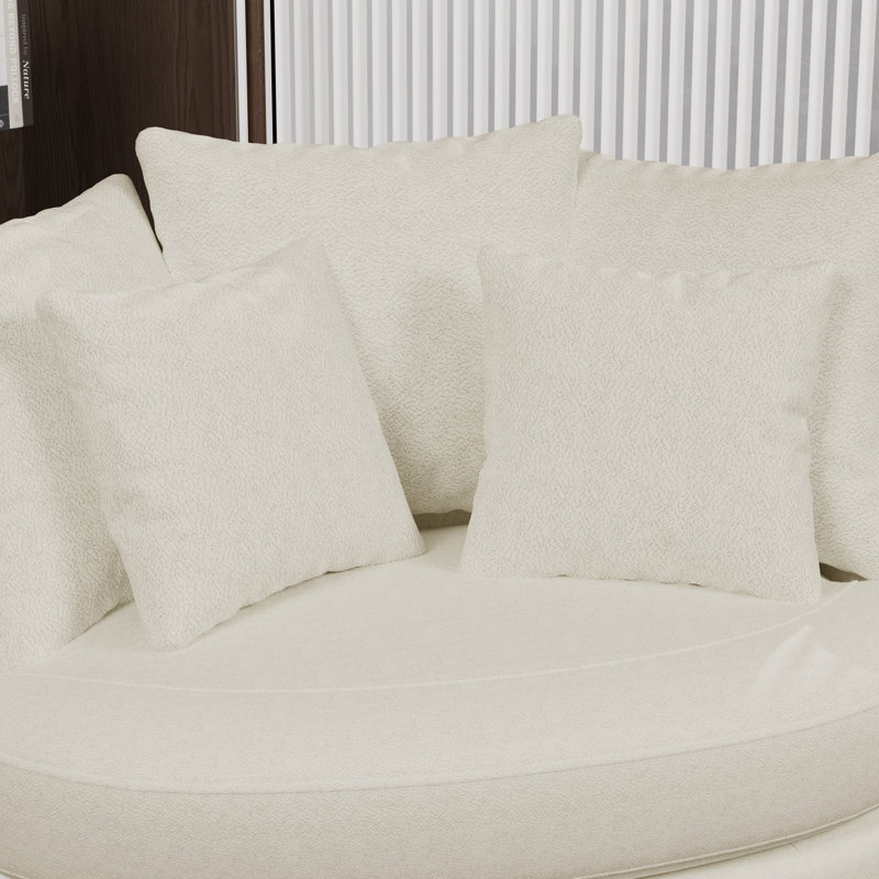 55.1" W Slipcovered Modern Reading Sofa Chair With 5 Pillows, Beige