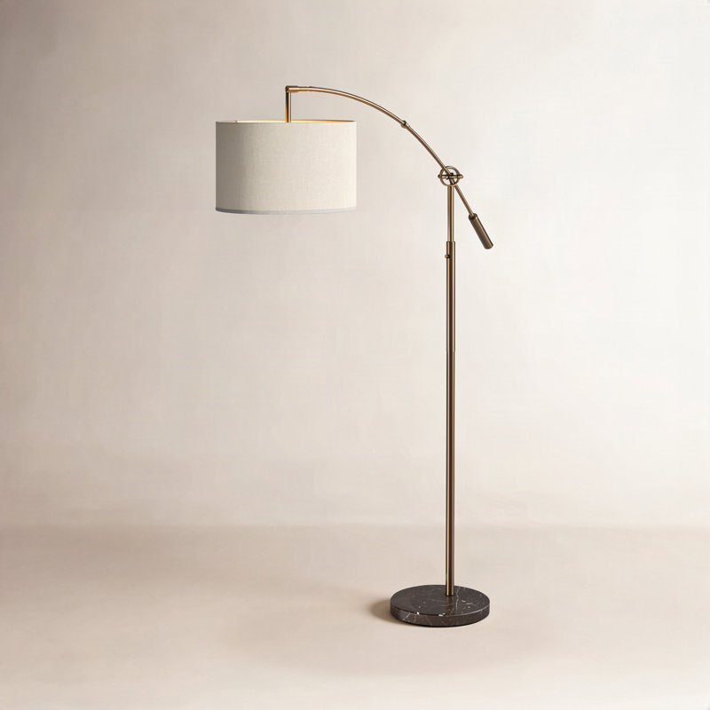 Lampe sur pied arquée 81 po Kata, Laiton antique, Crème