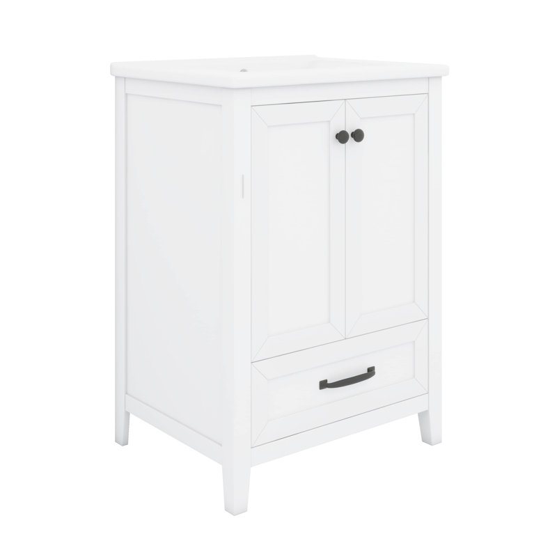 Meuble-lavabo de salle de bain avec lavabo 24 po, tiroir et support de rangement