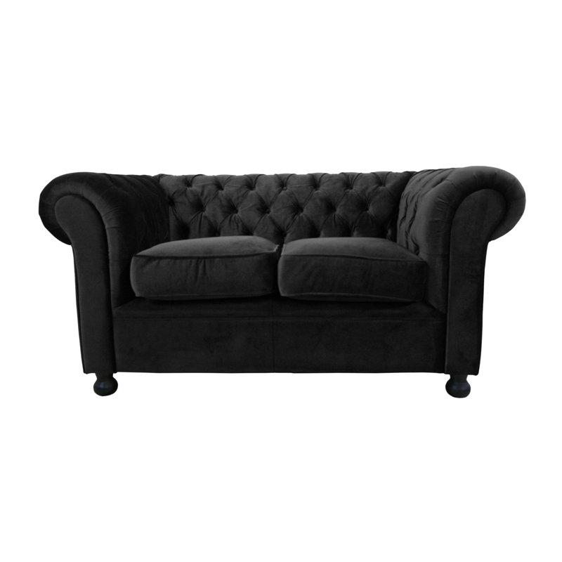 Burks 2 Seater Velvet Loveseat, Anthracite