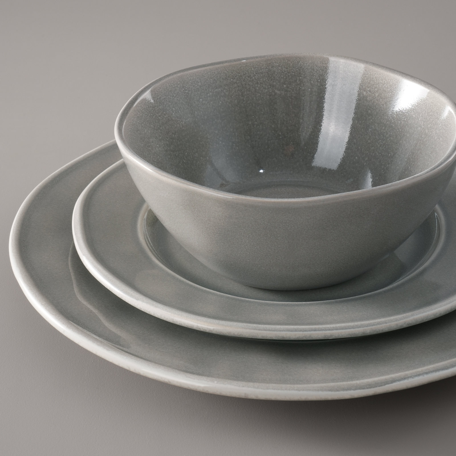 Stoneware Dinnerware Set, Slate Gray