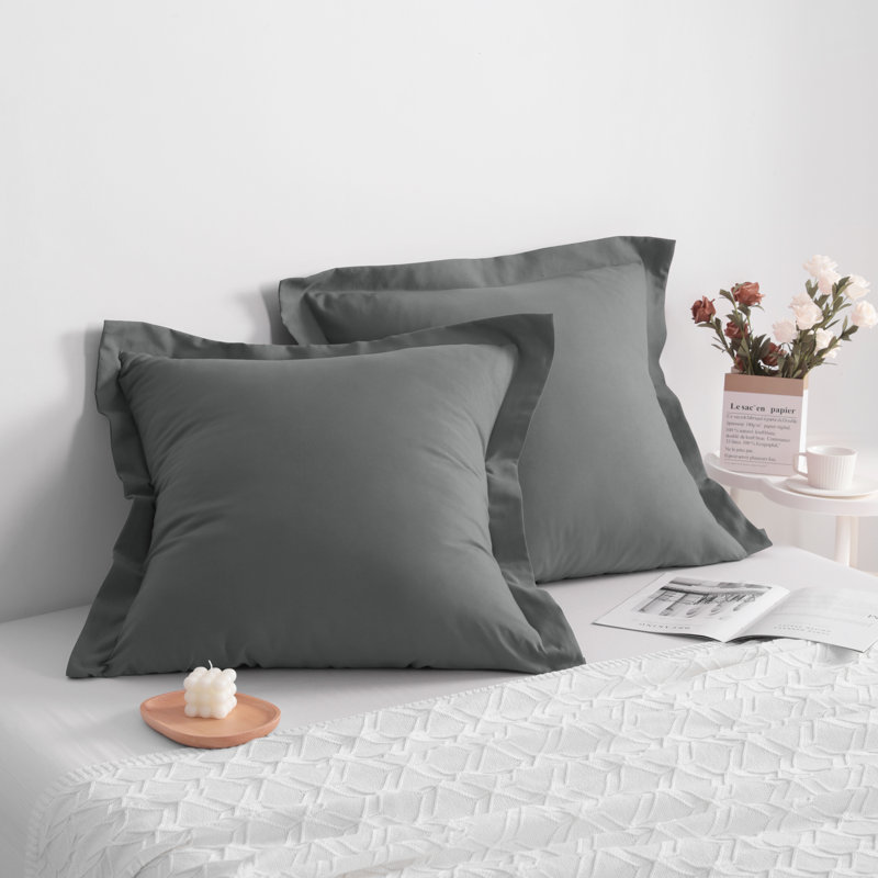 Bed Pillow Shams, 1800 Brushed Microfiber Oxford Pillowcases - NTBAY, Dark Gray