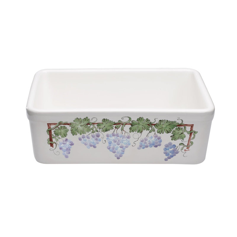 Hand-Painted Grape Design Fireclay Farmhouse Sink