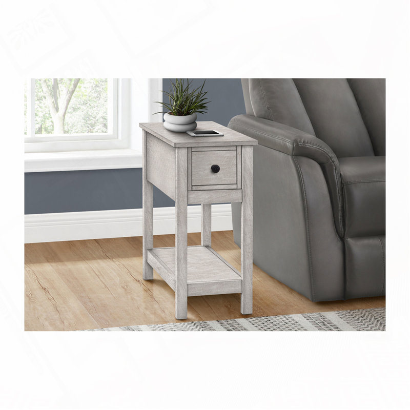 Table de bout avec rangement Dairen, Gris délavé