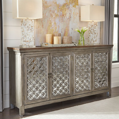 Zavier Mirrored Solid and Manufactured Wood Accent Cabinet