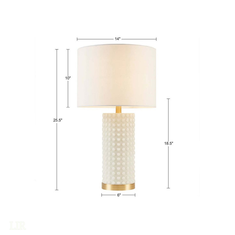 Lampe de table texturée à pois, pour l'intérieur, 14 po de diamètre x H 25,5 po, lampe de table