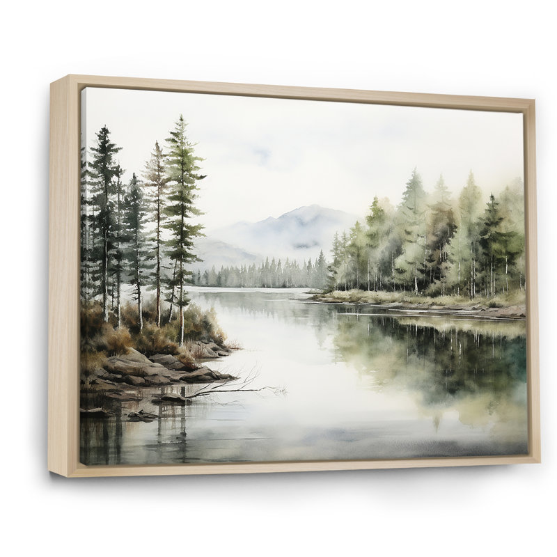 Scandinavian Lake Tranquility sur impression sur toile, H 16 po x l 32 po x P 1 po, Cadre naturel flottant