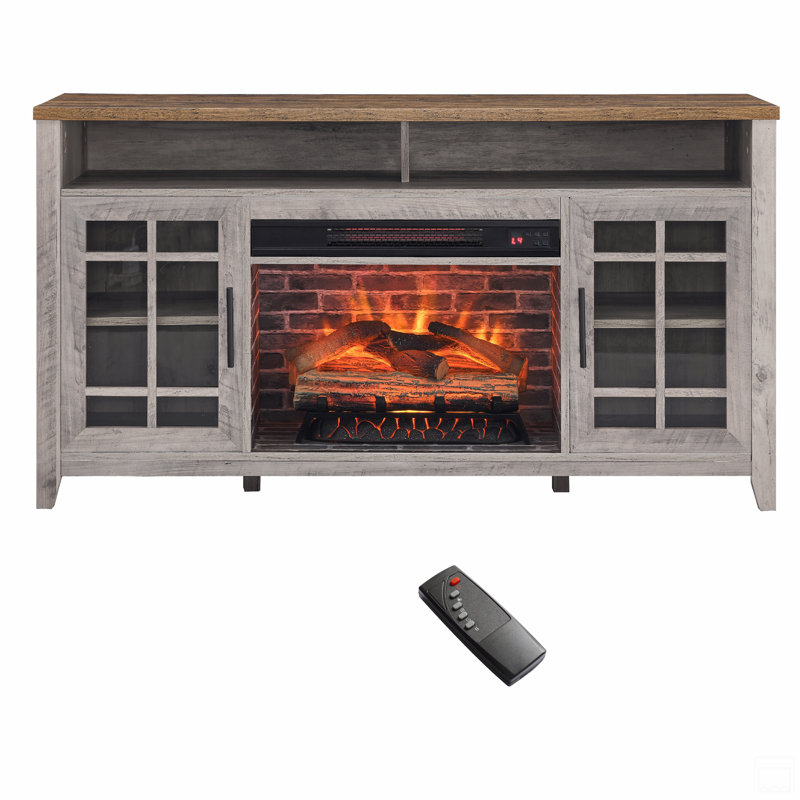 Meuble télé 55 po avec foyer électrique Kd Inserts, Gris