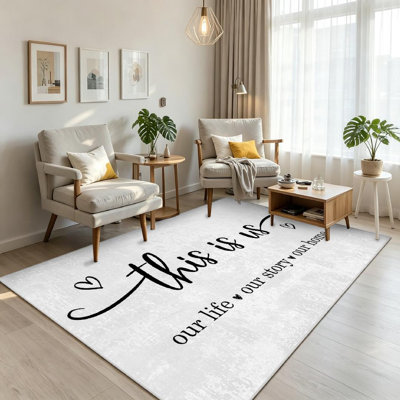 White Machine Washable,Story Home Indoor Area Rug