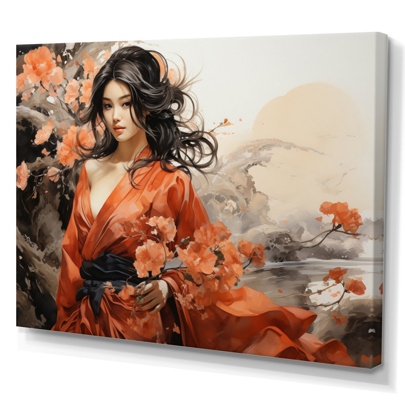 Asian Woman Beauty II " Asian Woman Beauty II ", Wrapped Canvas, 24" H x 32" W x 1" D