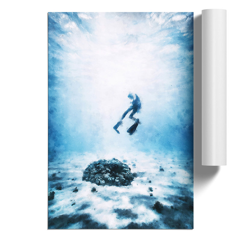 Diving Painting - Frameless Print, 59cm H x 42cm W x 0.1cm D