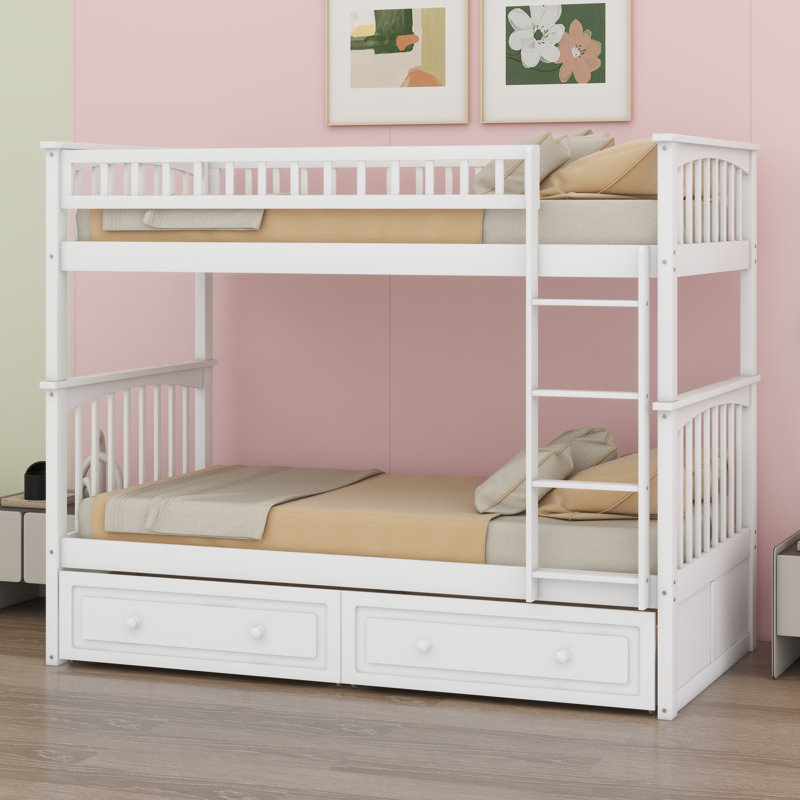 Bunk Bed With Drawers, Convertible Beds, White