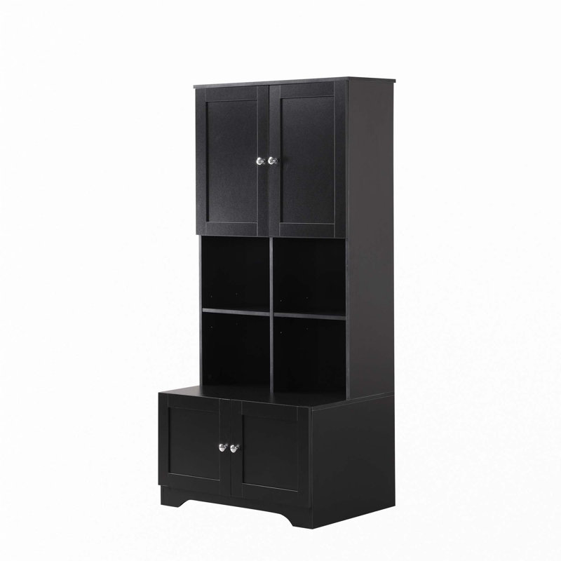 Armoire de rangement haute et large pour salle de bain, Noir