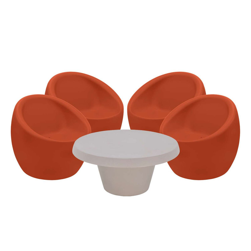Tramontina Oca 5 Pcs. Polyethylene Lounge Set, Grey, Orange