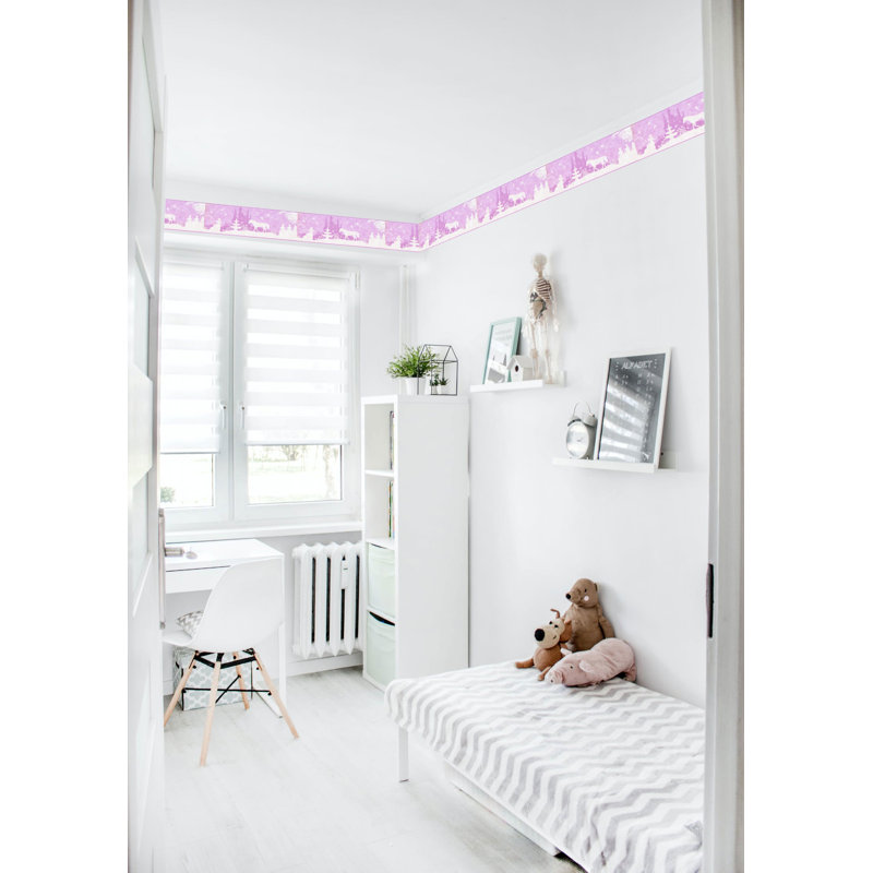 Bordure de papier peint L 15 pi x l 9,2 po, Lilas/blanc