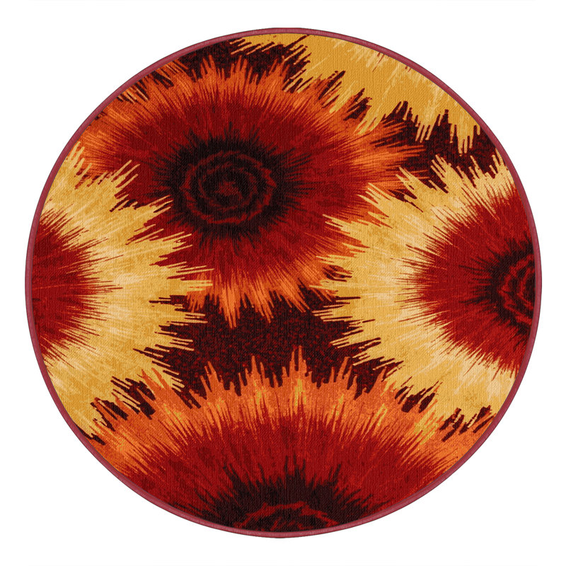 Tapis rouge lavable à la machine, Rond 8 pi