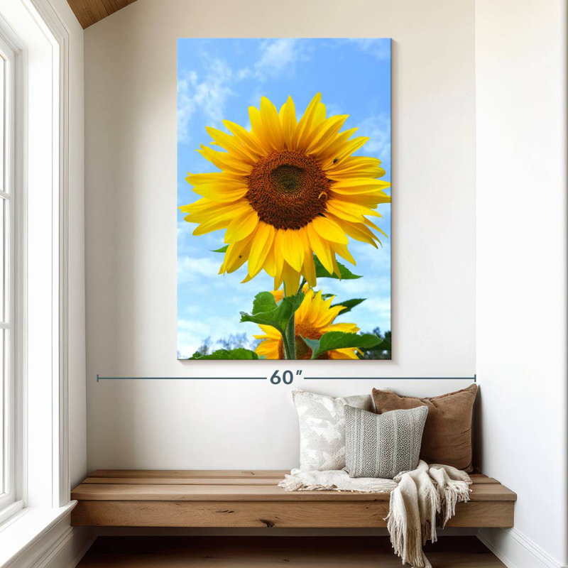 Harnek tournesol en fleurs, H 51 po x l 34 po