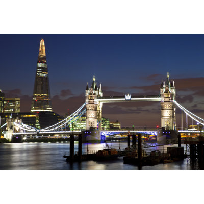 Tower Bridge and Shard in London 1 Piece Wrapped Canvas Wall Art