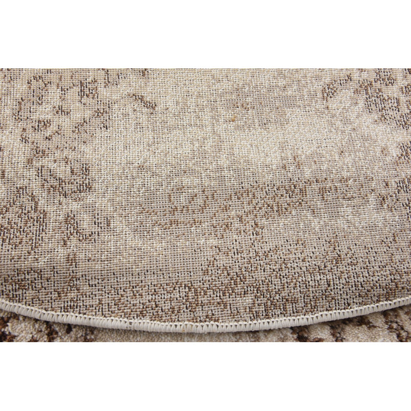 Tapis beige Country & Floral, Rond 5 pi