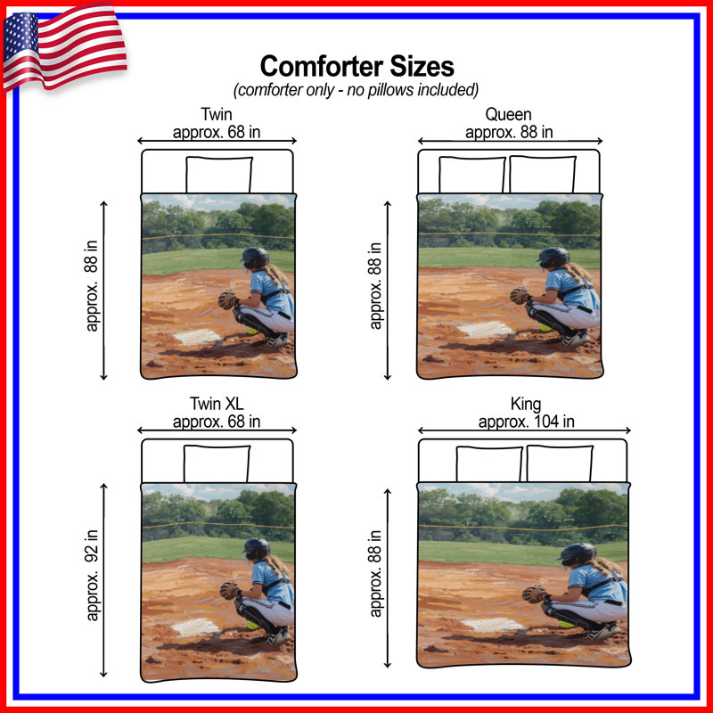 Softball Catcher Portrait Comforter, Twin