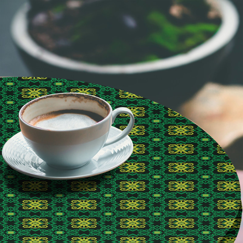 Ambesonne Boho Green Fitted Round Tablecloth Multicolor, 51.97" Round