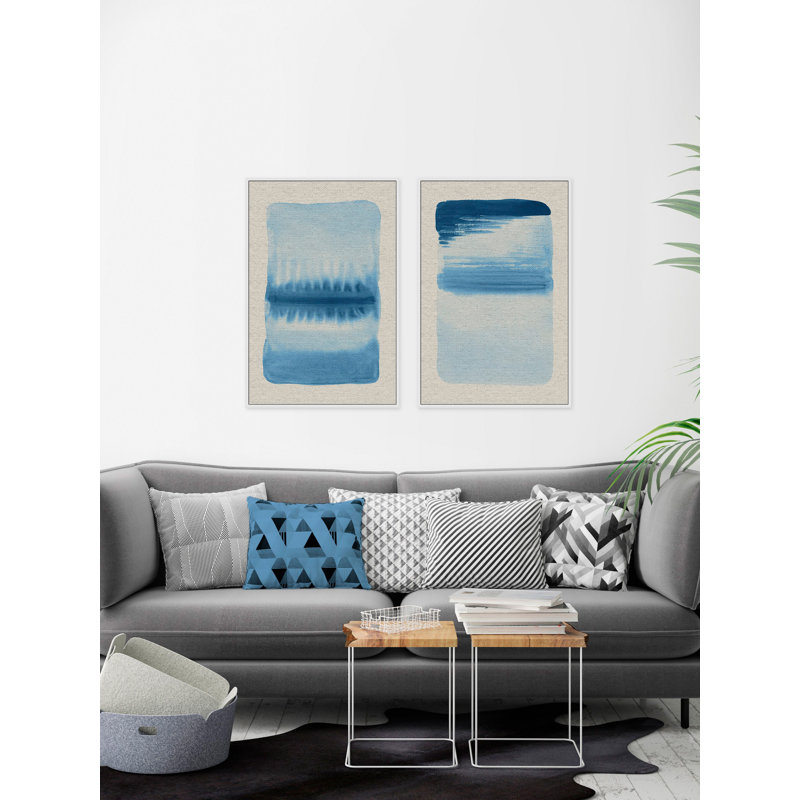 « blue flows ii diptych », ensemble de 2 reproductions d’art sur toile, H 36 po x l 24 po x L 1,5 po