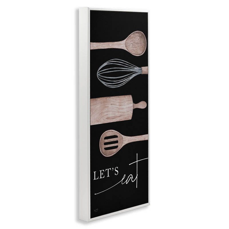 «Let's Eat with Kitchen Ustensiles», estampe numérique encadrée par Lux + Me Designs, Giclée encadrée blanc bord de mer