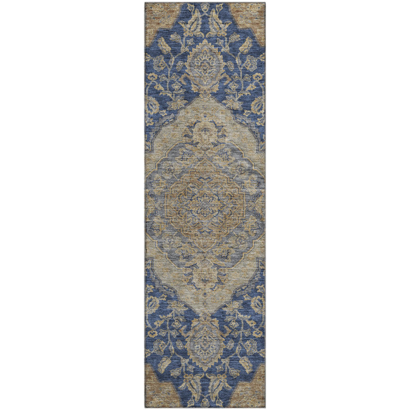 Premium Machine Washable Gurubaksh AMF1151 Global Rug, Tapis de couloir 2 pi 3 po x 7 pi 6 po