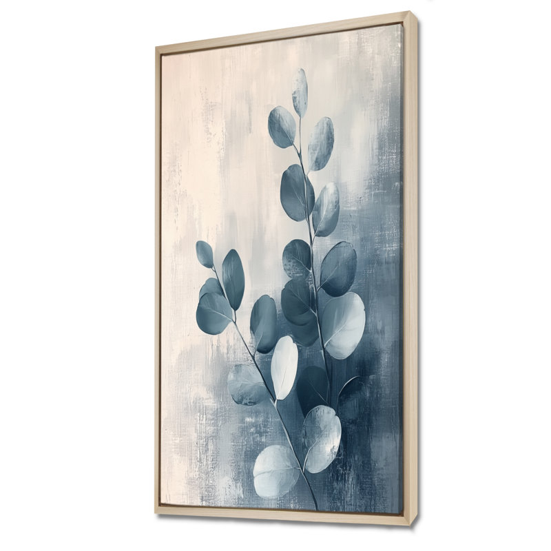 Brise d'eucalyptus printanier gris et gris, impression murale encadrée botanique grise, H 40 po x l 20 po