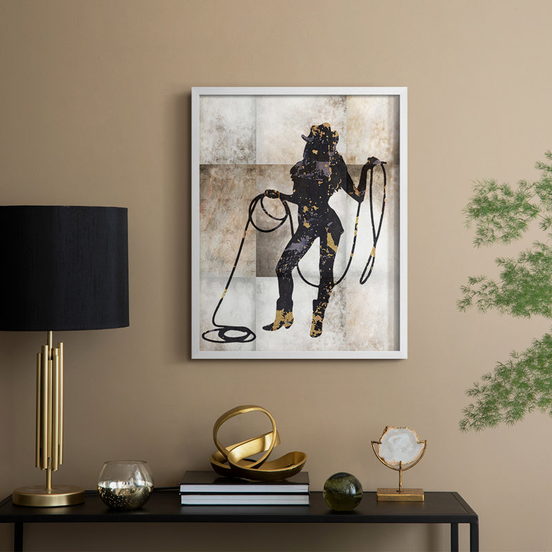 Cowgirl III, reproduction encadrée - bois massif, H 11 po x l 9 po, Blanc