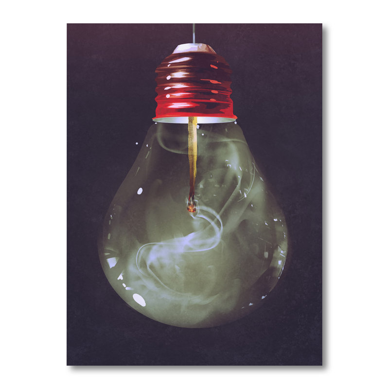 «Video Game Light Bulb Fusion» - Art mural moderne et contemporain sur toile, L 12 po x H 20 po x P 1,5 po, Toile tendue