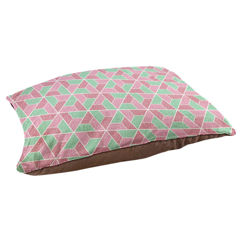 Byrge Geometric Pet Bed, Large (40" W x 30" D x 32.5" H), Green/Pink/Red