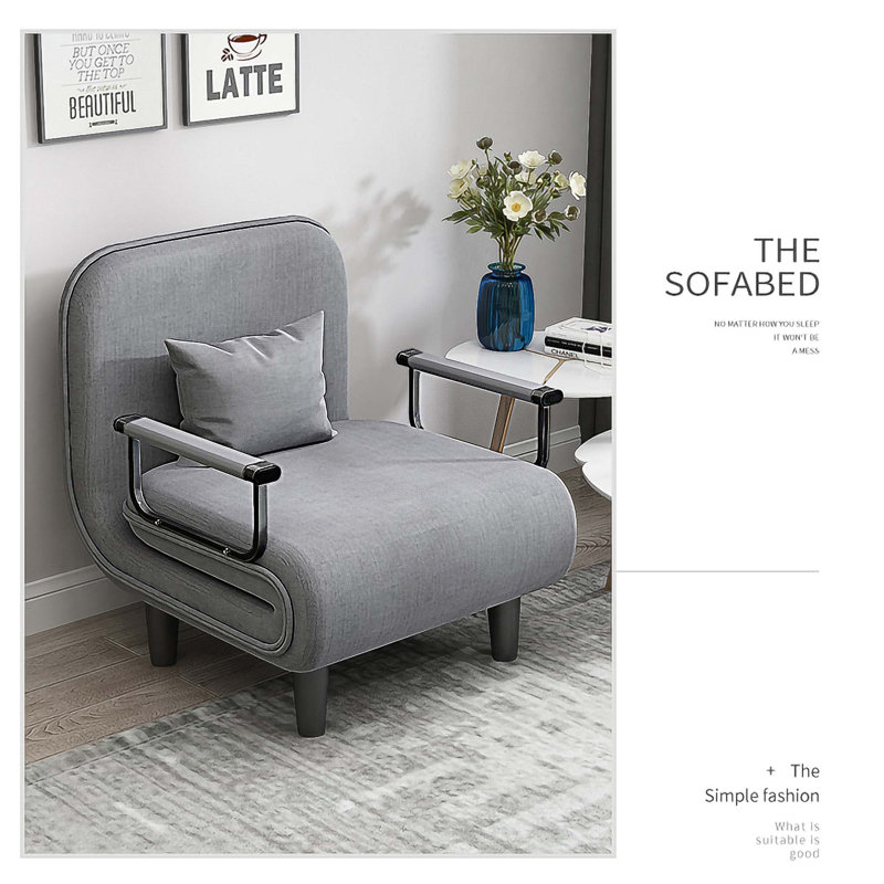 Folding Sofa Chair in Grey, Compact and Comfortable for Versatile Seating and Space-Saving Solutions.