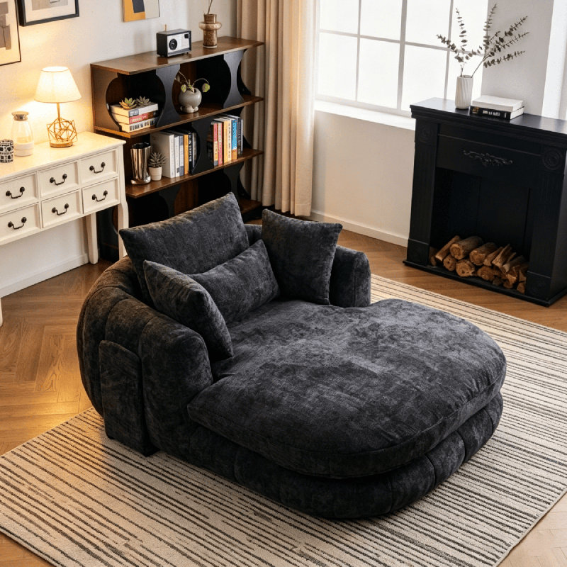 Upholstered Chaise Lounge, CSN—W5807S00002Black991-1