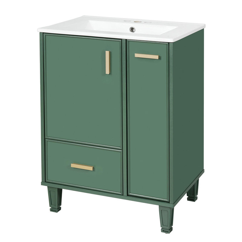 Meuble-lavabo simple 24 po avec lavabo, Vert