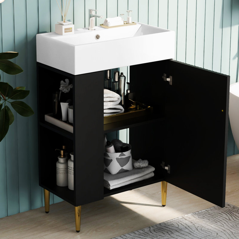 21.6"  Bathroom Vanity, Black