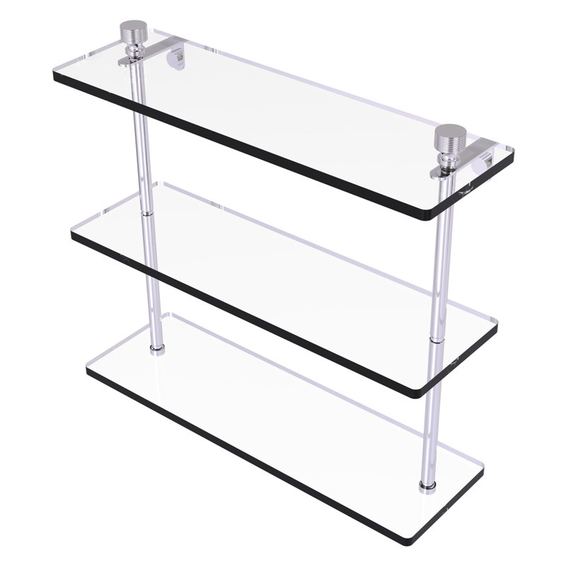 Ballenas 3 Piece Tiered Shelf, Polished Chrome, 15" H x 16" W x 5" D
