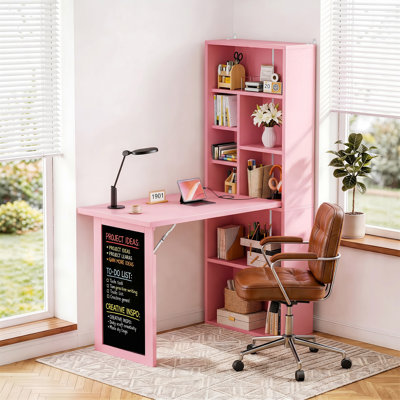 Folding Desk With Outlets, Convertible Writing Desk For Small Spaces