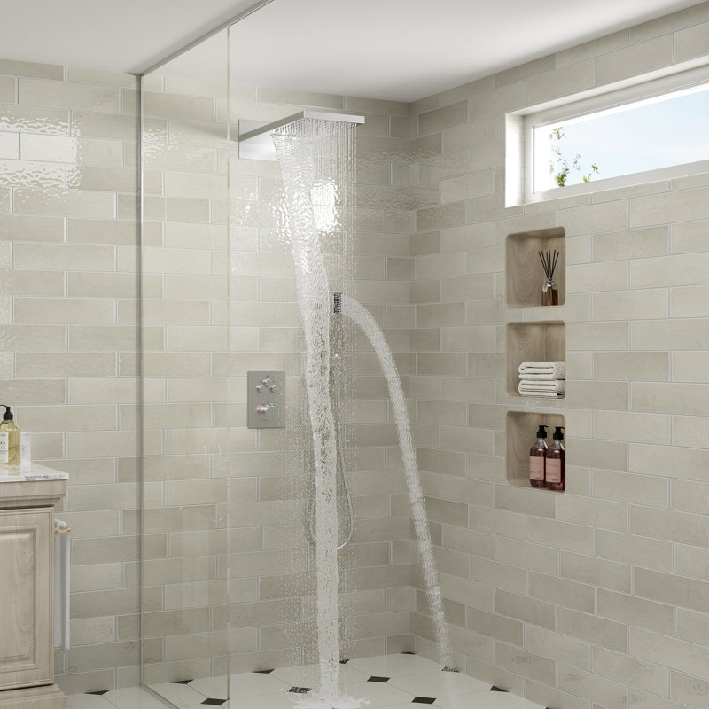 Matte Black and Brushed Nickel 22" Thermostatic Rainfall Shower System