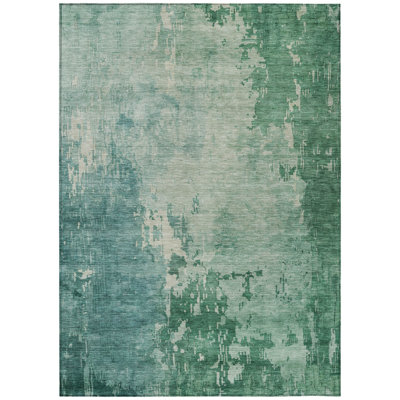 Bellatrix Green Washable Indoor-Outdoor Rug - 